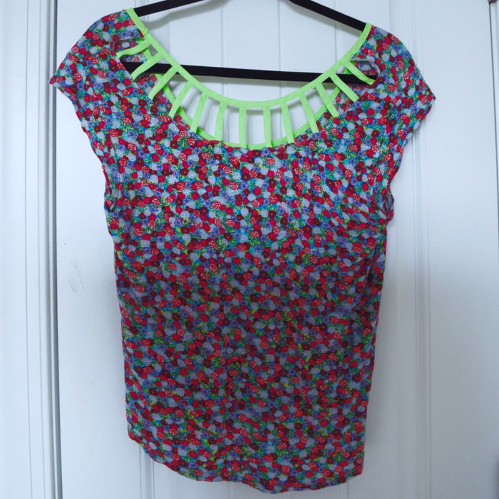 Neon Floral Top